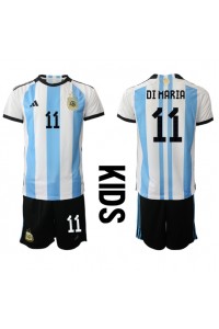 Fotbalové Dres Argentina Angel Di Maria #11 Dětské Domácí Oblečení MS 2022 Krátký Rukáv (+ trenýrky)